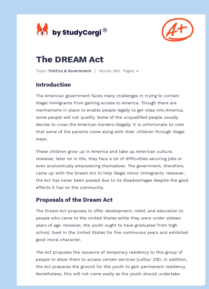 The DREAM Act. Page 1