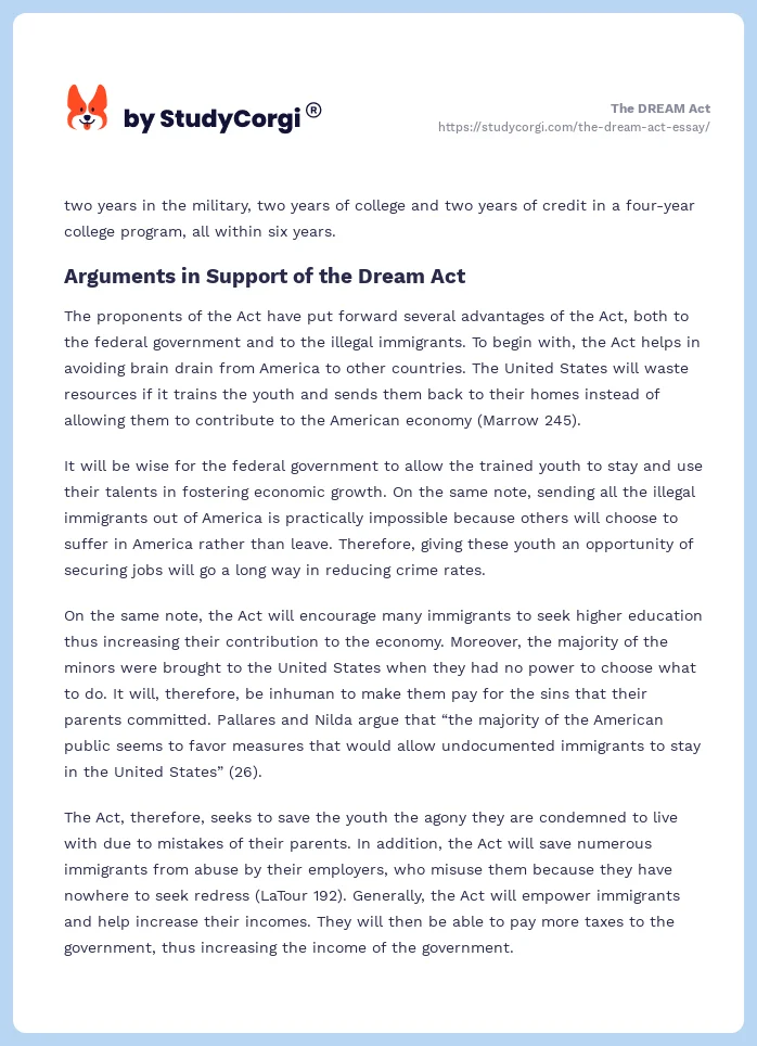 The DREAM Act. Page 2