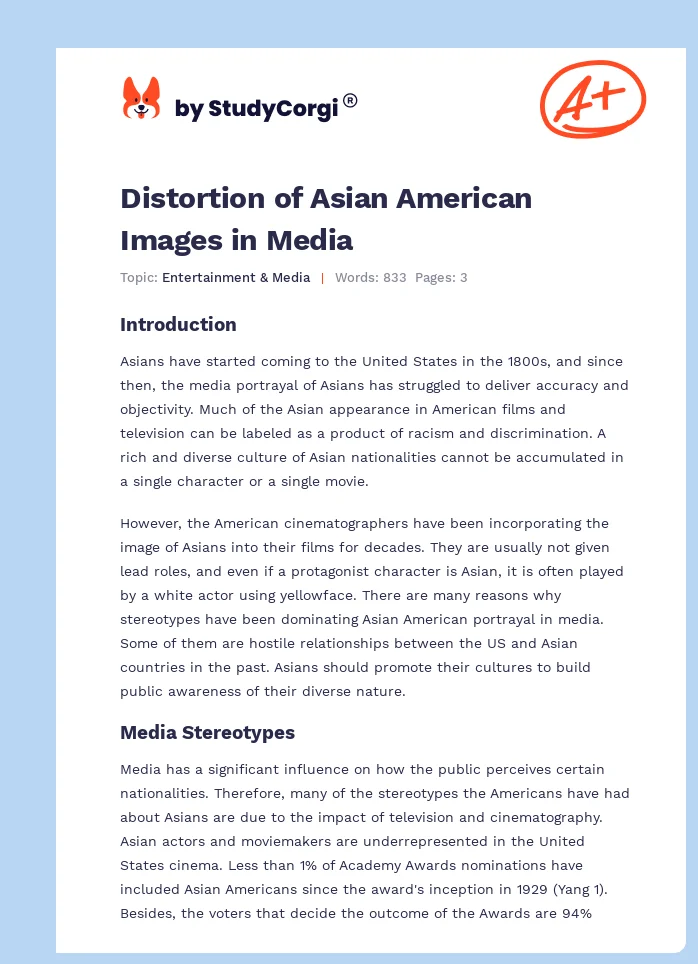 Distortion of Asian American Images in Media. Page 1
