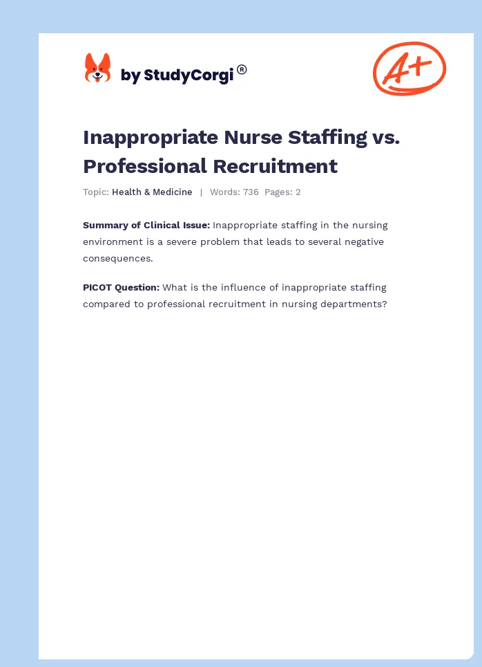 Inappropriate Nurse Staffing vs. Professional Recruitment. Page 1