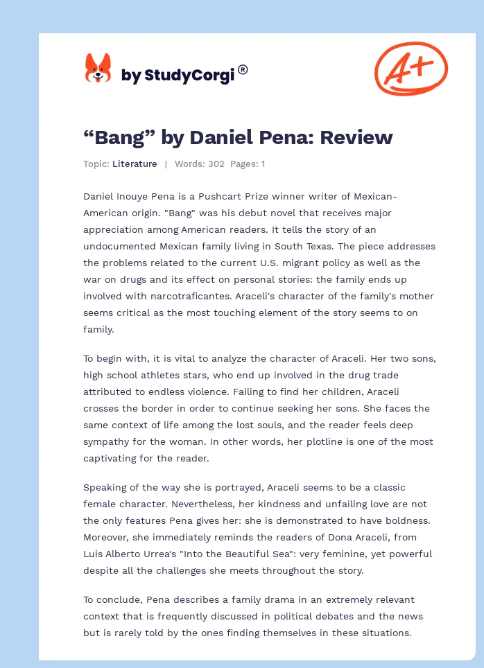 “Bang” by Daniel Pena: Review. Page 1