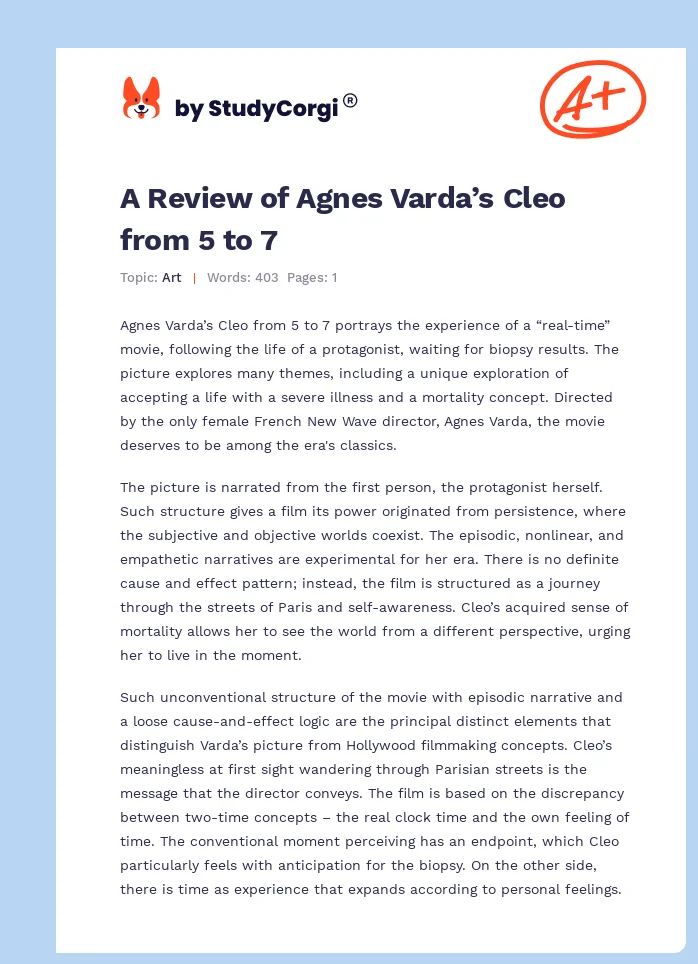 A Review of Agnes Varda’s Cleo from 5 to 7. Page 1