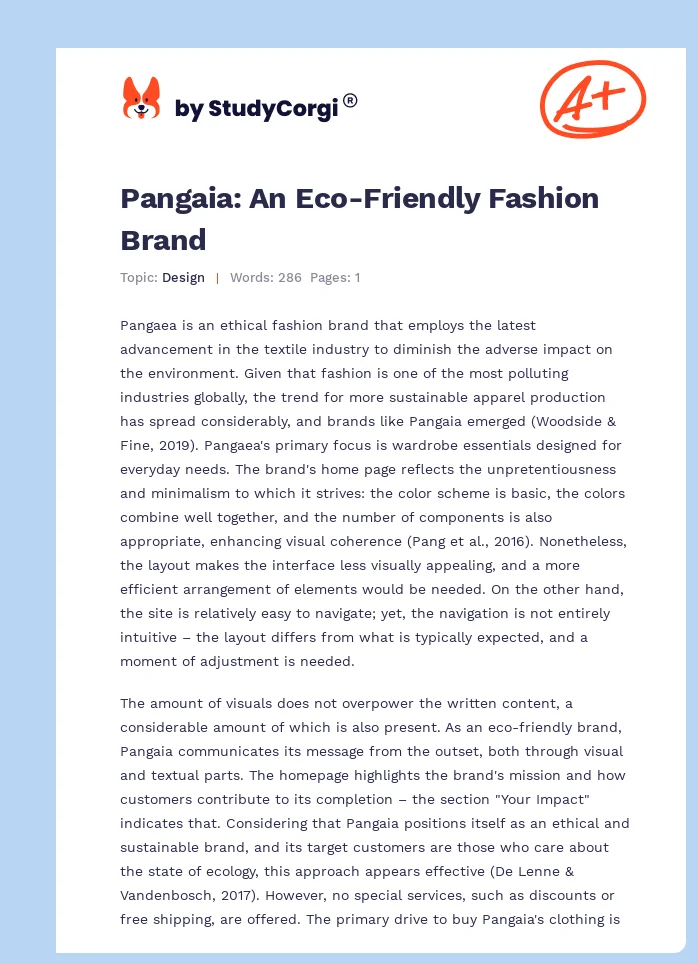Pangaia: An Eco-Friendly Fashion Brand. Page 1