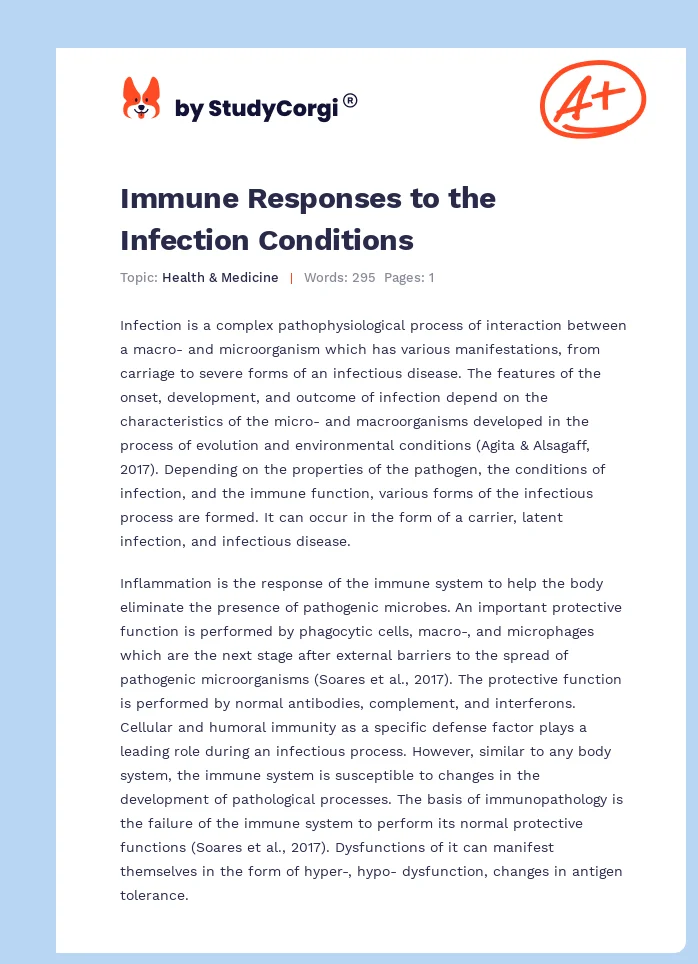 Immune Responses to the Infection Conditions. Page 1