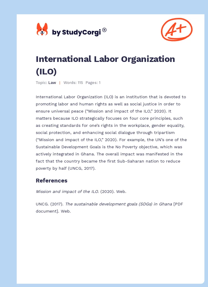 International Labor Organization (ILO). Page 1