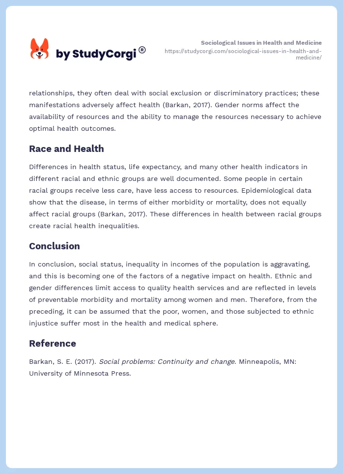 Sociological Issues in Health and Medicine. Page 2