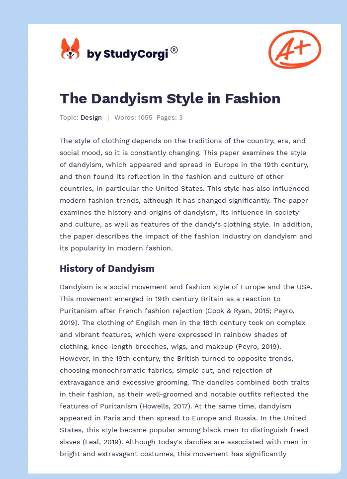 The Dandyism Style in Fashion. Page 1