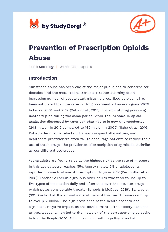 Prevention of Prescription Opioids Abuse. Page 1