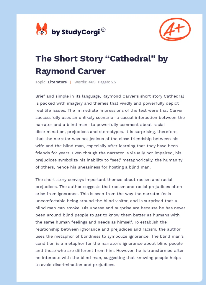 The Short Story “Cathedral” by Raymond Carver. Page 1