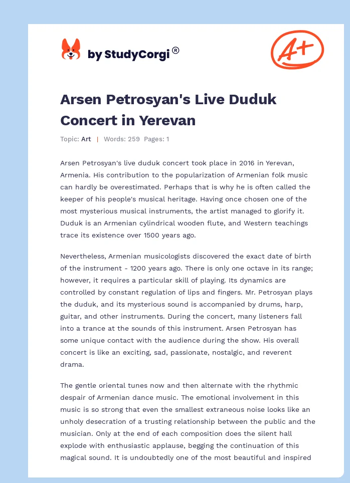 Arsen Petrosyan's Live Duduk Concert in Yerevan. Page 1