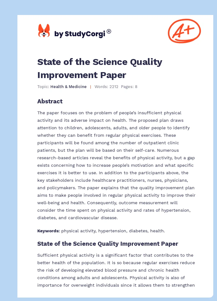 State of the Science Quality Improvement Paper. Page 1