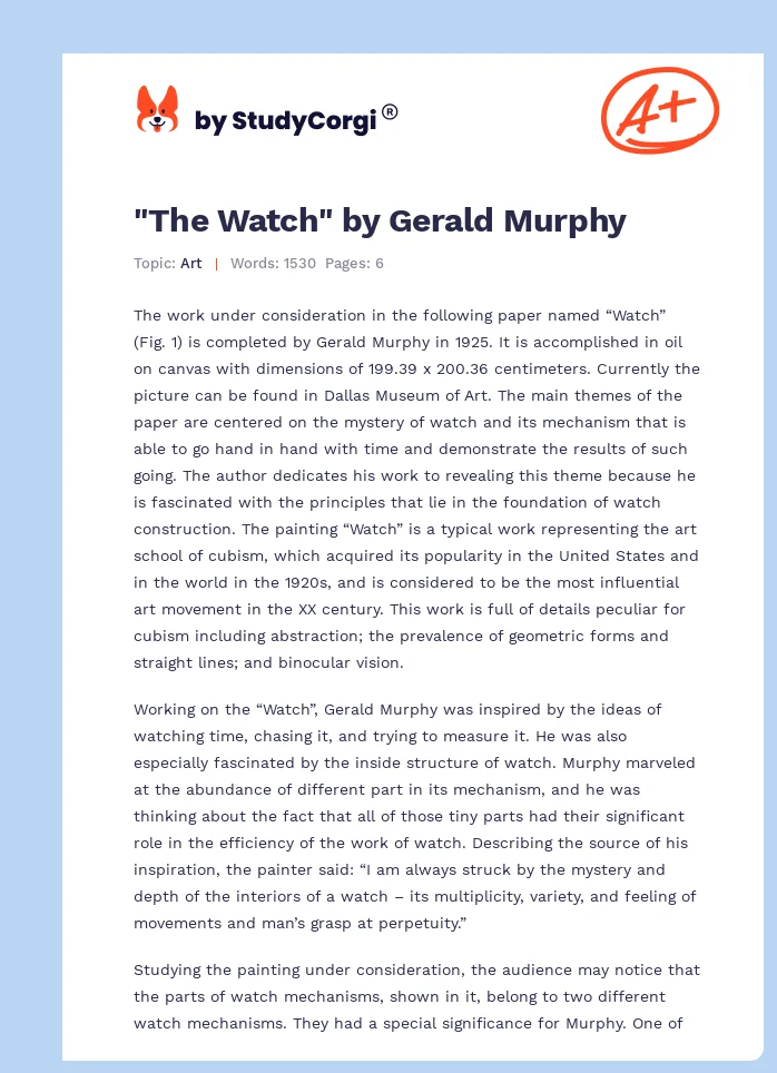 "The Watch" by Gerald Murphy. Page 1