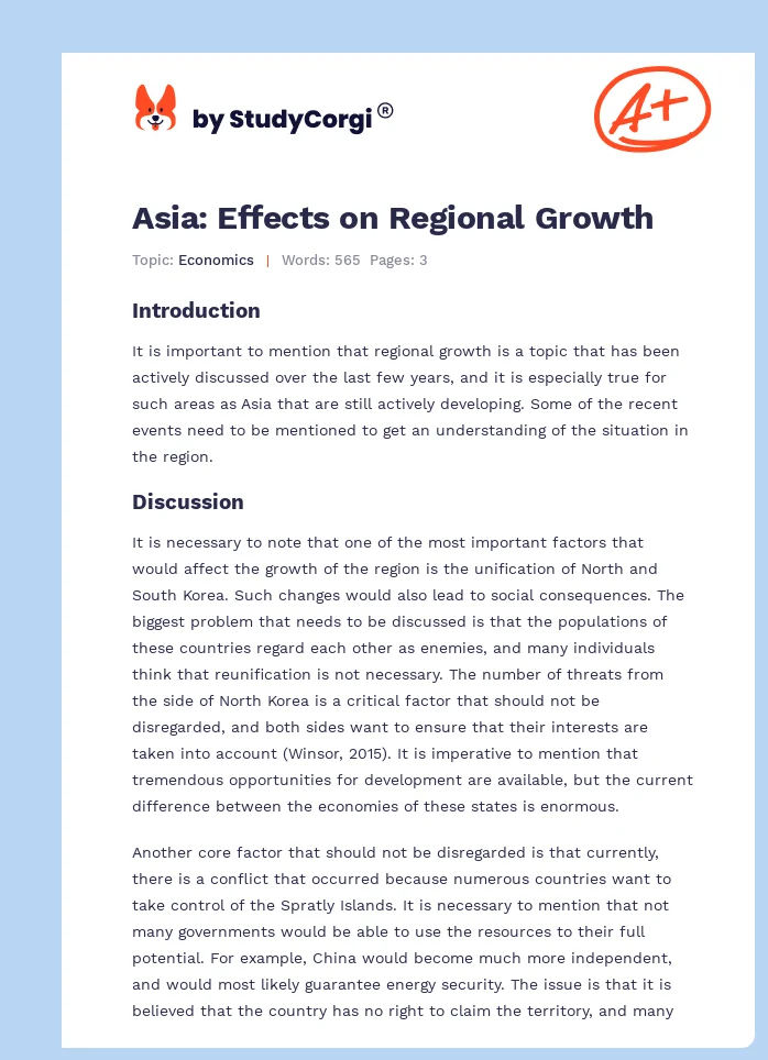 Asia: Effects on Regional Growth. Page 1