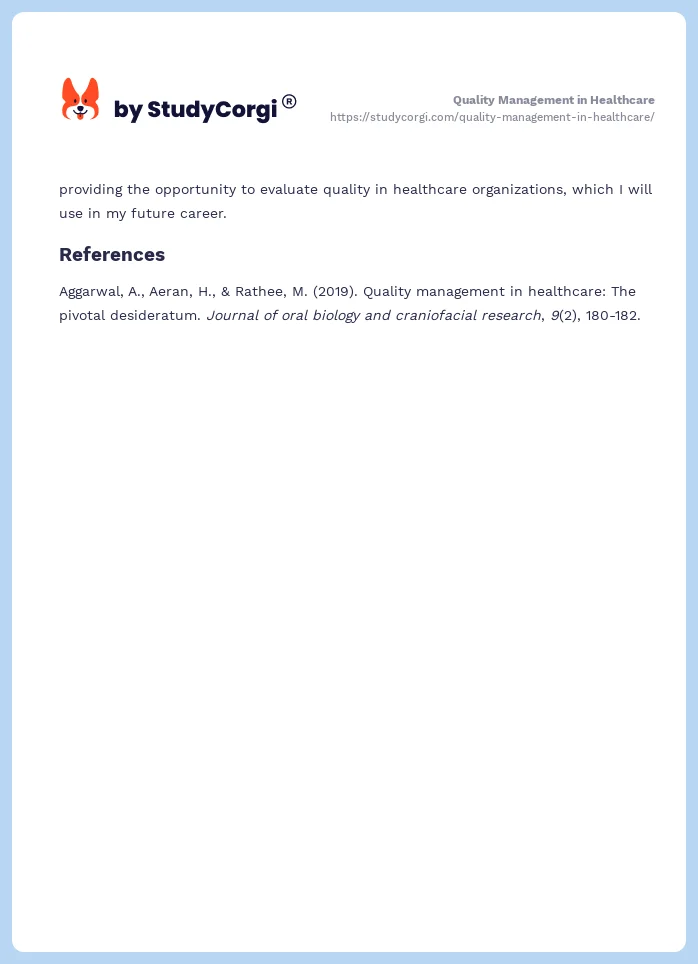 Quality Management in Healthcare. Page 2