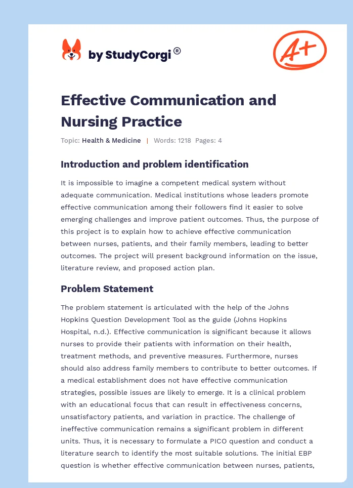 Effective Communication and Nursing Practice. Page 1