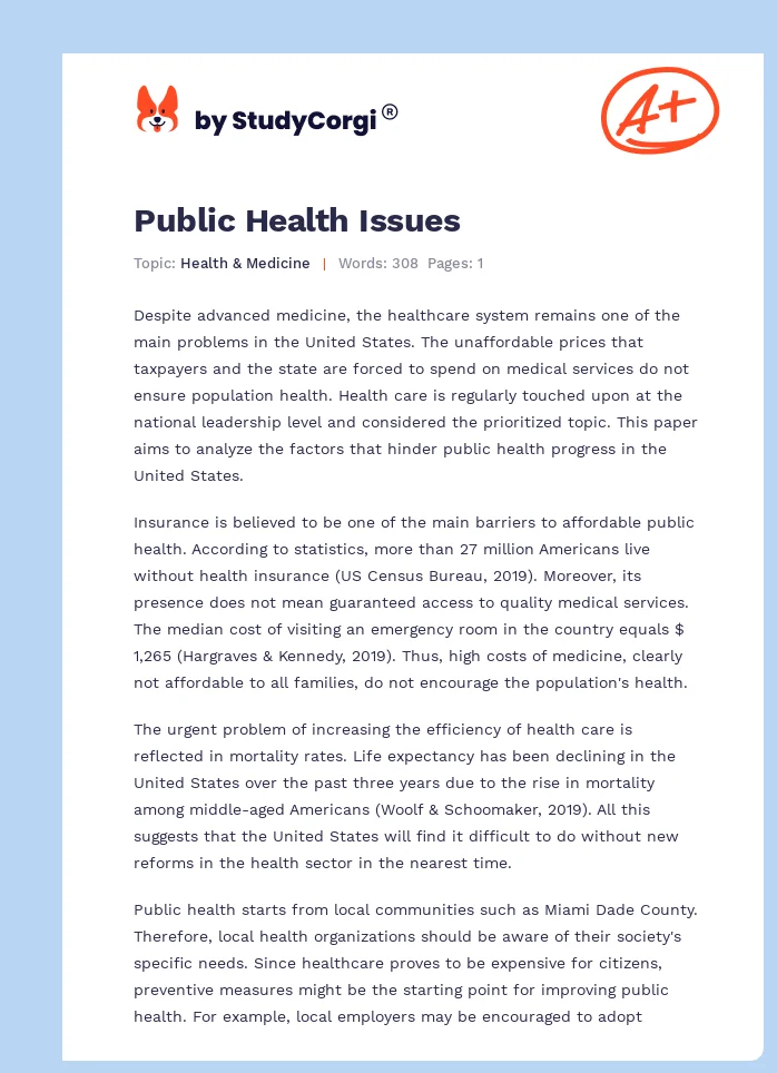 Public Health Issues. Page 1
