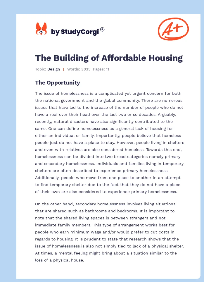 The Building of Affordable Housing. Page 1