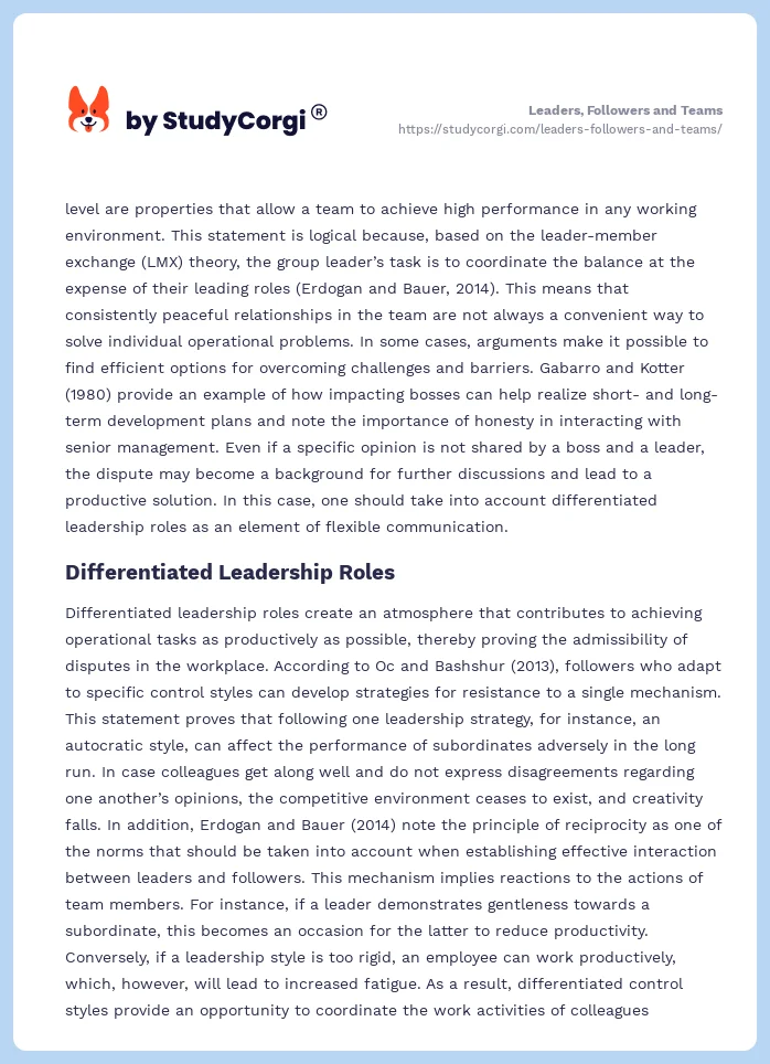 Leaders, Followers and Teams. Page 2
