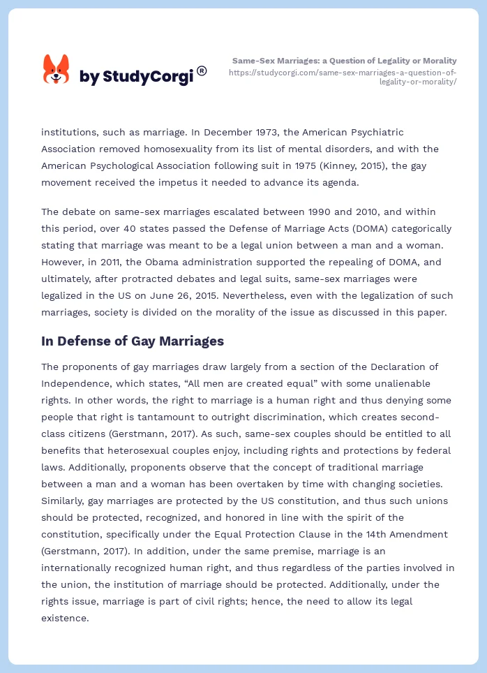 Same-Sex Marriages: a Question of Legality or Morality. Page 2