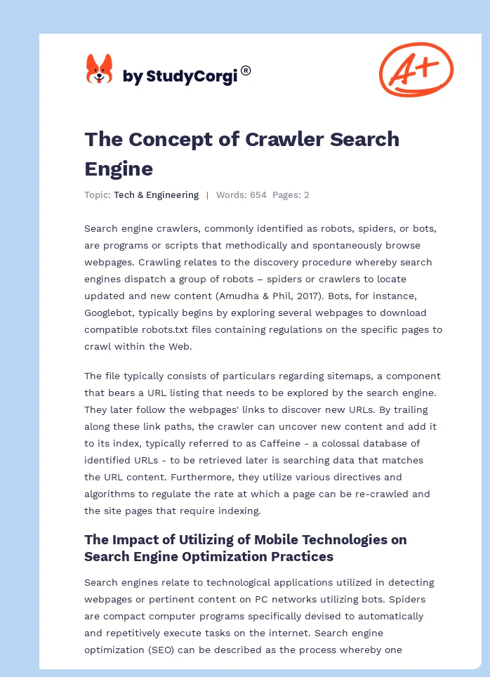 The Concept of Crawler Search Engine. Page 1