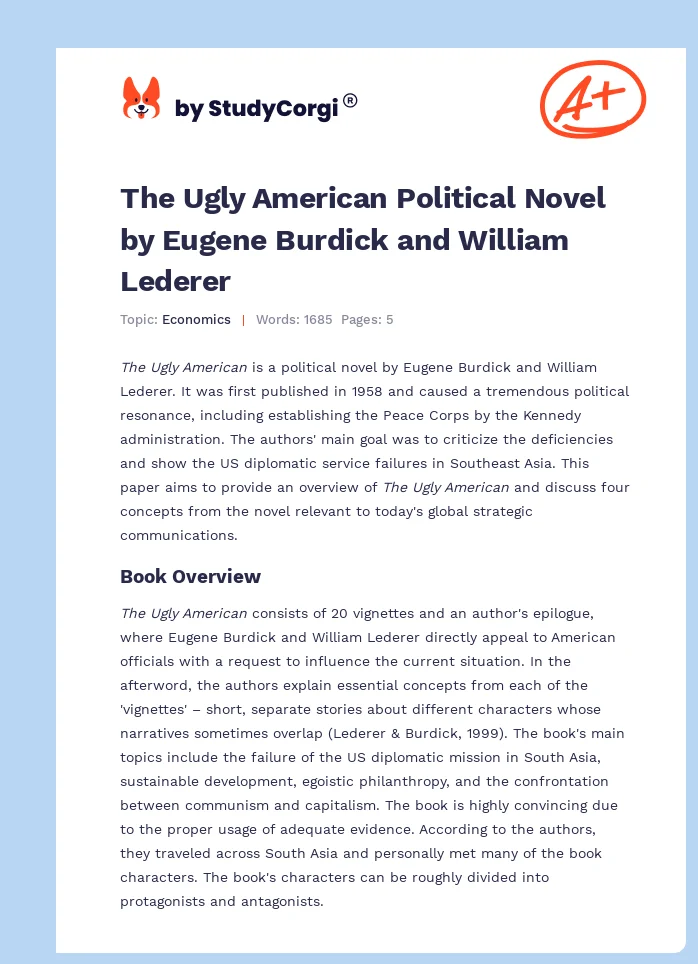 The Ugly American Political Novel by Eugene Burdick and William Lederer. Page 1