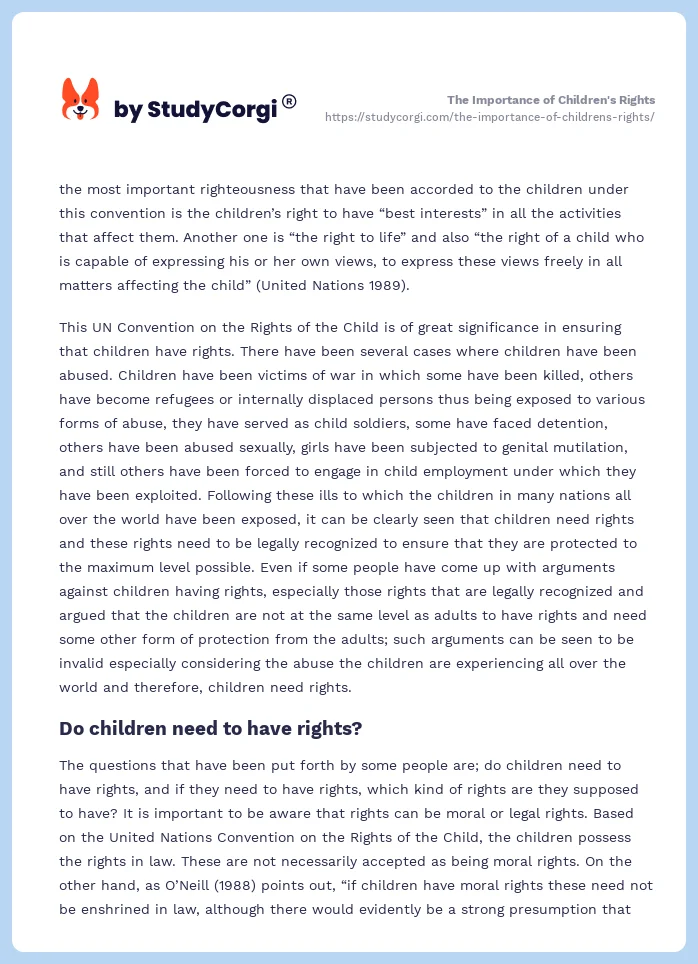 The Importance of Children's Rights. Page 2