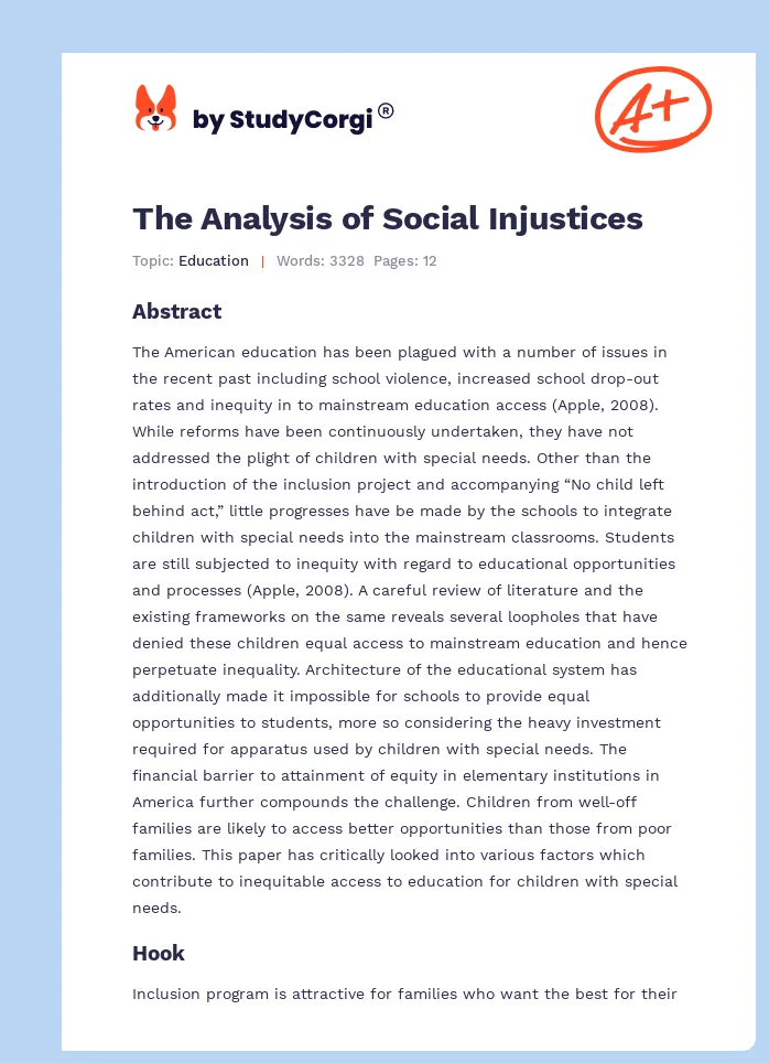 The Analysis of Social Injustices. Page 1