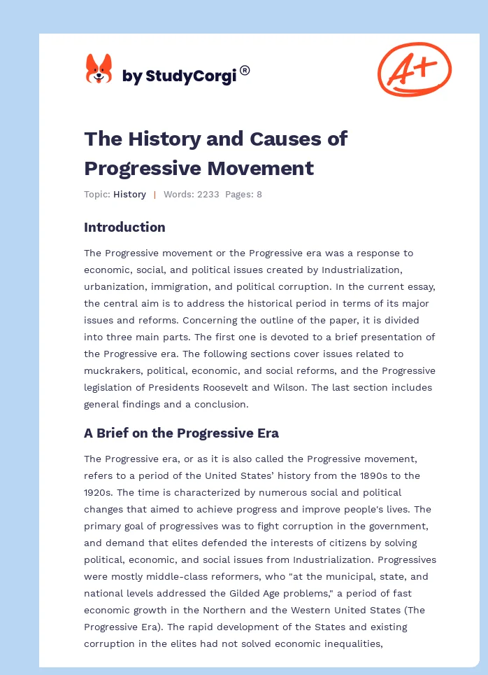 The History and Causes of Progressive Movement. Page 1