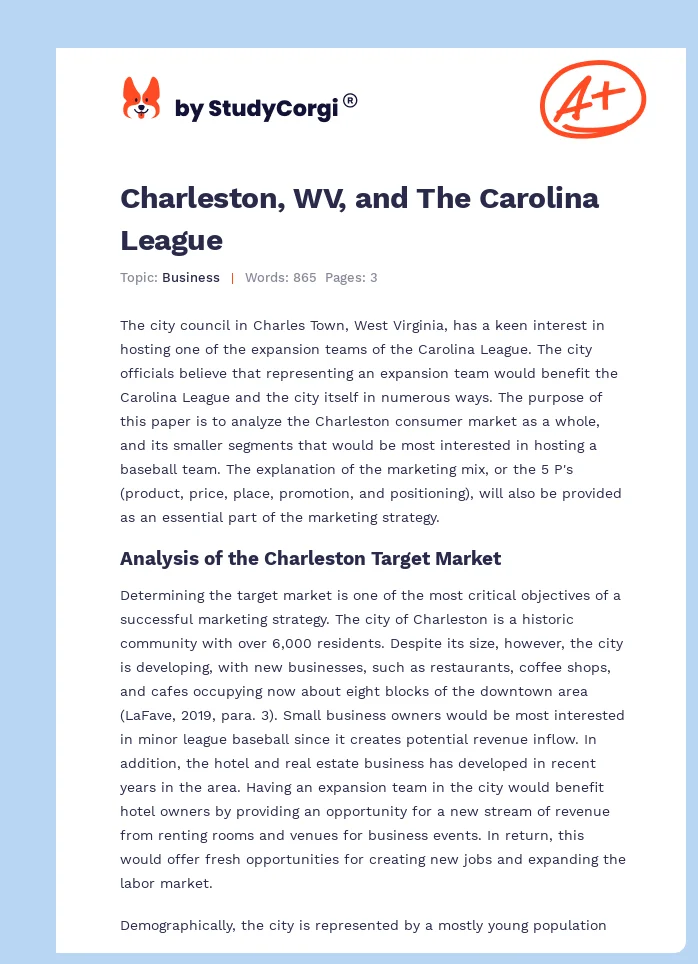 Charleston, WV, and The Carolina League. Page 1