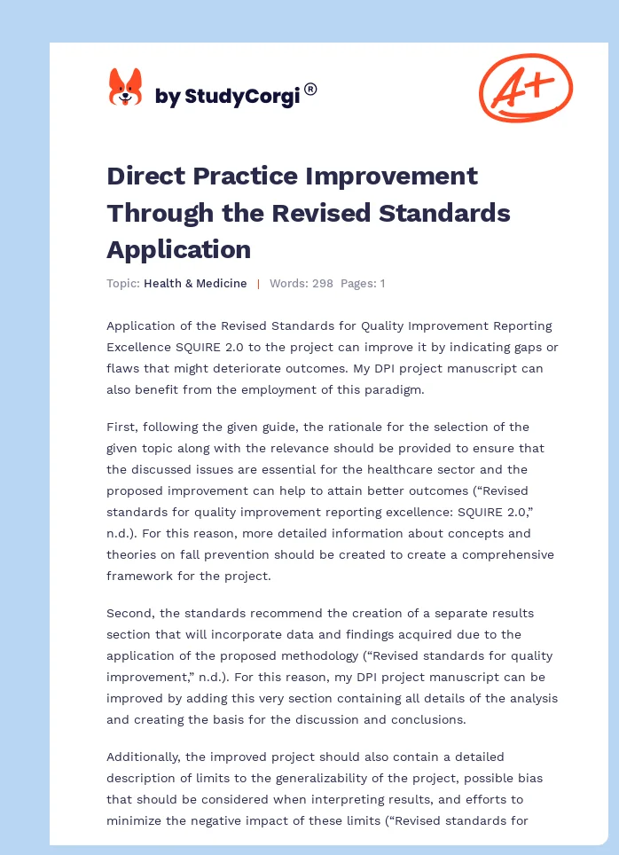 Direct Practice Improvement Through the Revised Standards Application. Page 1