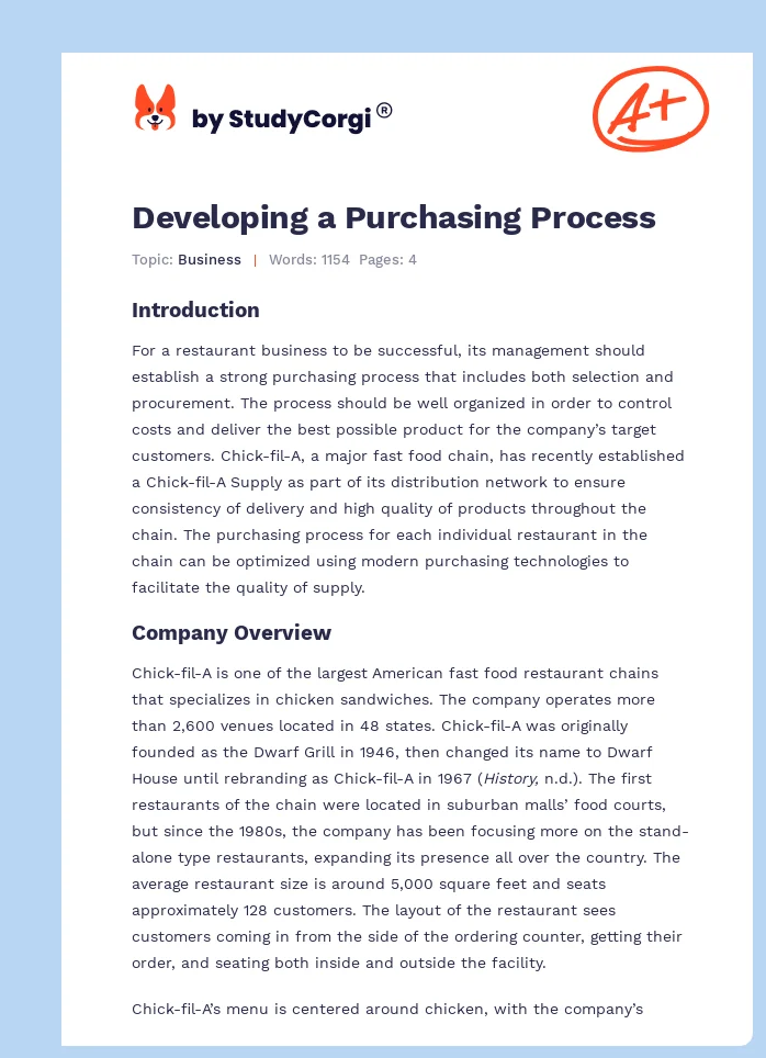 Developing a Purchasing Process. Page 1