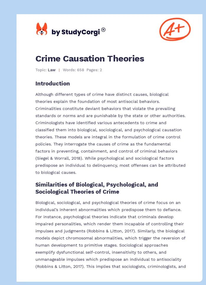 Crime Causation Theories. Page 1