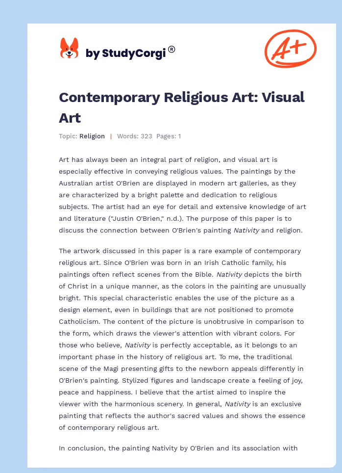 Contemporary Religious Art: Visual Art. Page 1