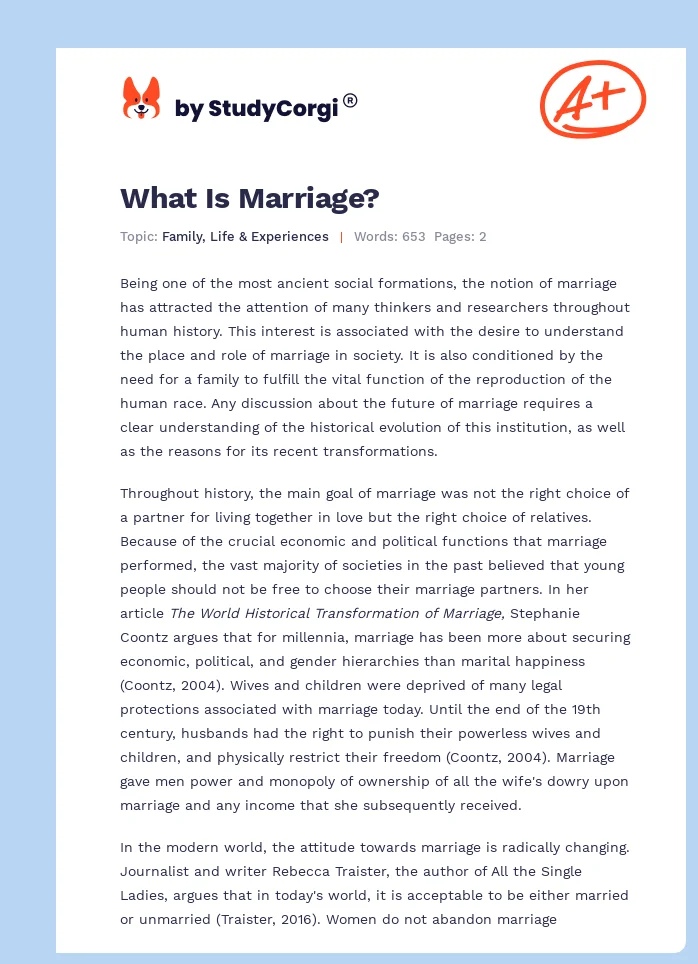 What Is Marriage?. Page 1