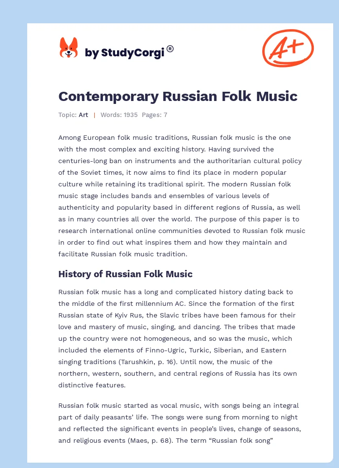 Contemporary Russian Folk Music. Page 1