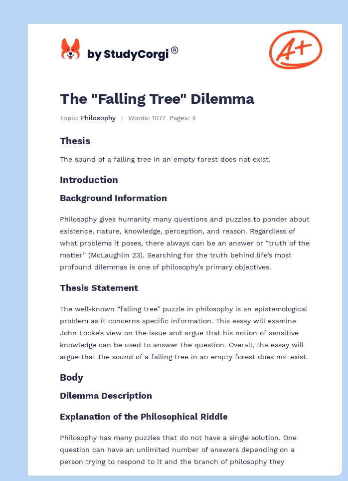 The "Falling Tree" Dilemma. Page 1