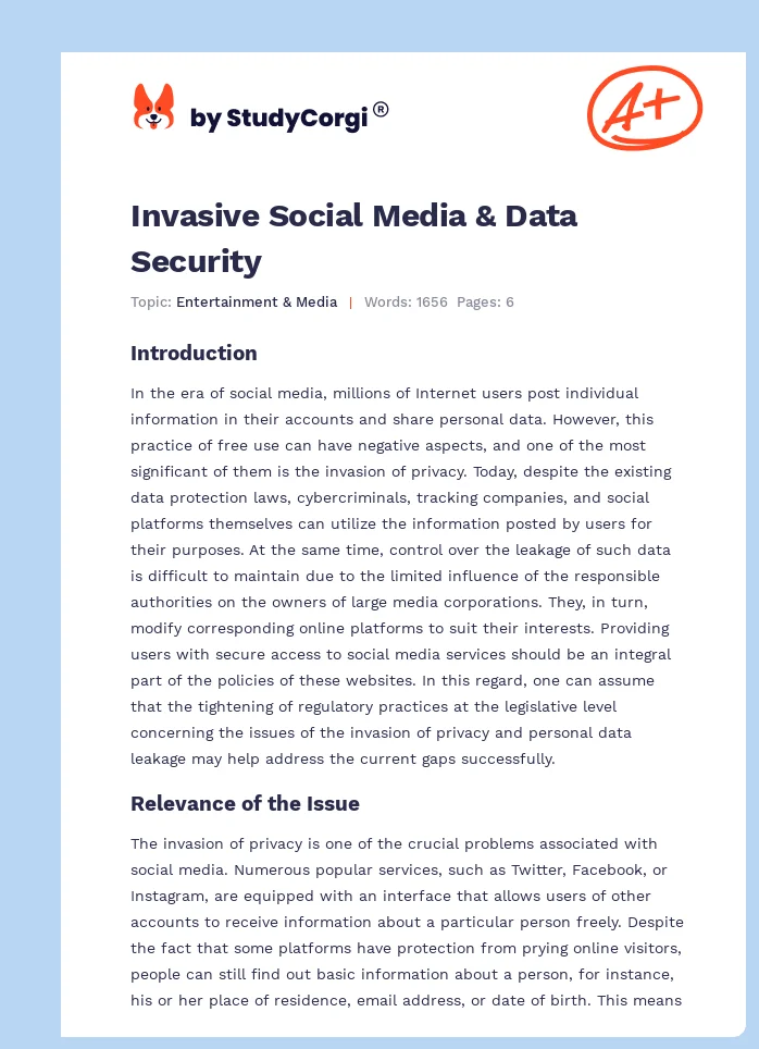 Invasive Social Media & Data Security. Page 1