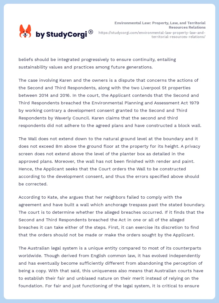 Environmental Law: Property, Law, and Territorial Resources Relations. Page 2