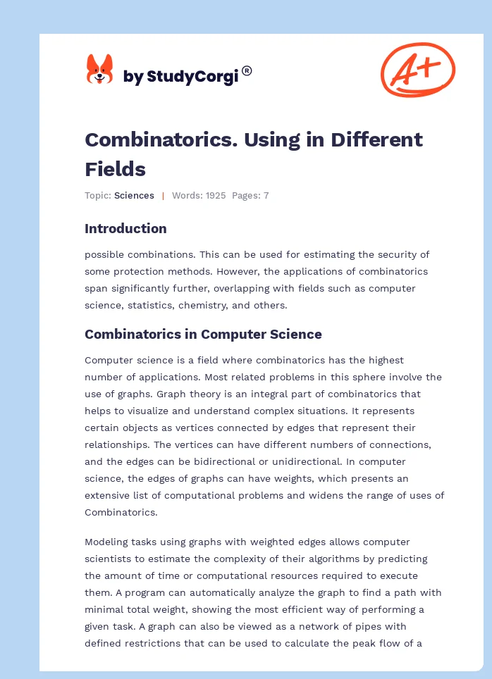Combinatorics. Using in Different Fields. Page 1