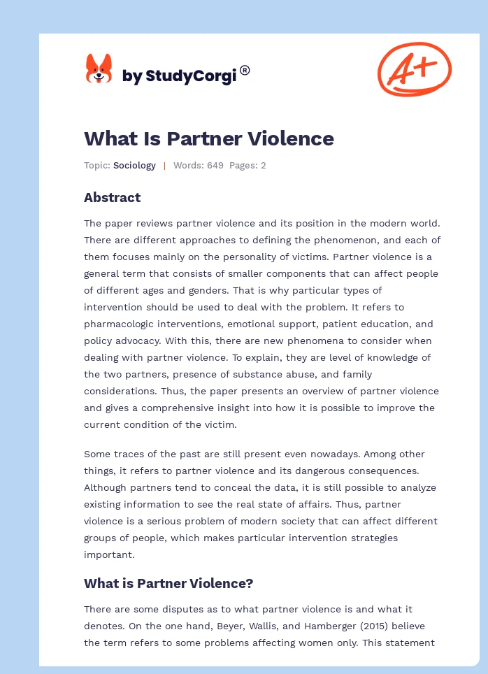 What Is Partner Violence. Page 1