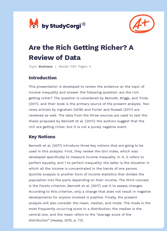 Are the Rich Getting Richer? A Review of Data. Page 1