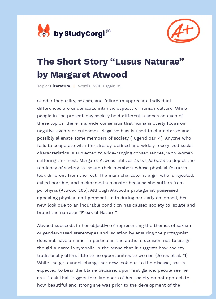 The Short Story “Lusus Naturae” by Margaret Atwood. Page 1