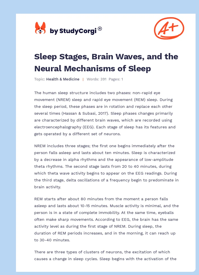 Sleep Stages, Brain Waves, and the Neural Mechanisms of Sleep. Page 1