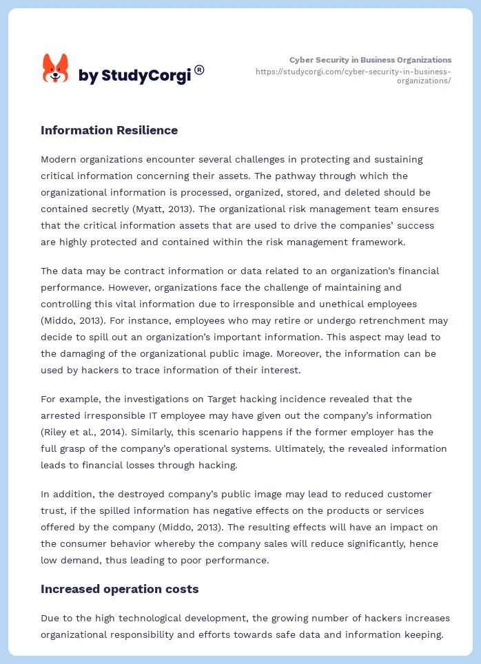 Cyber Security in Business Organizations. Page 2