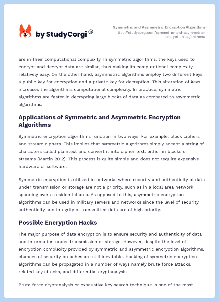 Symmetric and Asymmetric Encryption Algorithms. Page 2