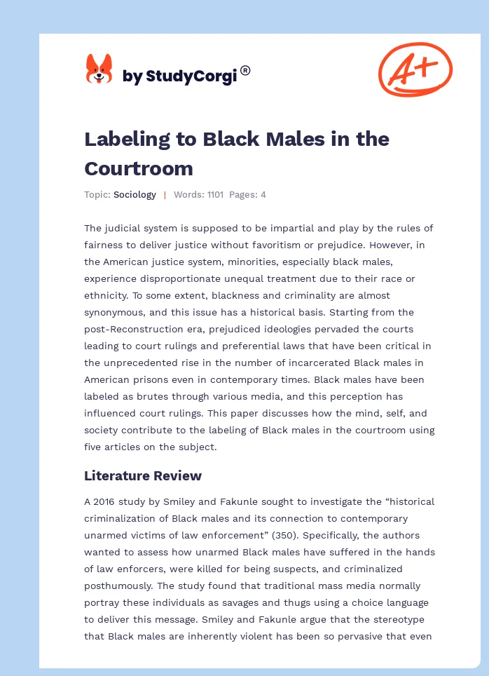 Labeling to Black Males in the Courtroom. Page 1