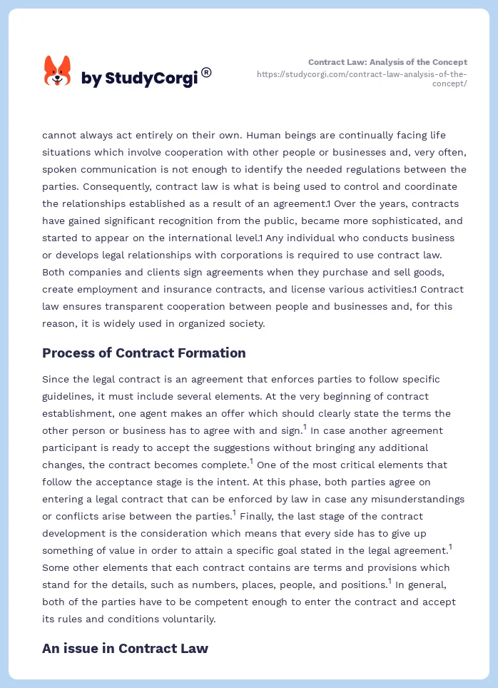 Contract Law: Analysis of the Concept. Page 2
