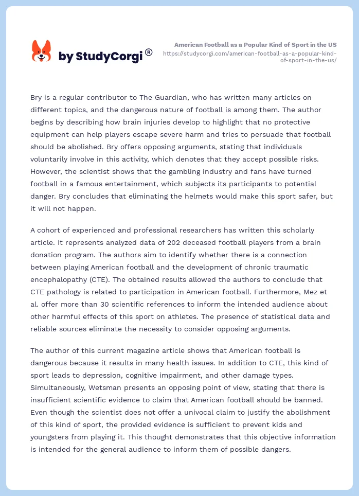 American Football as a Popular Kind of Sport in the US. Page 2