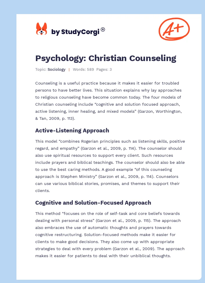 Psychology: Christian Counseling. Page 1