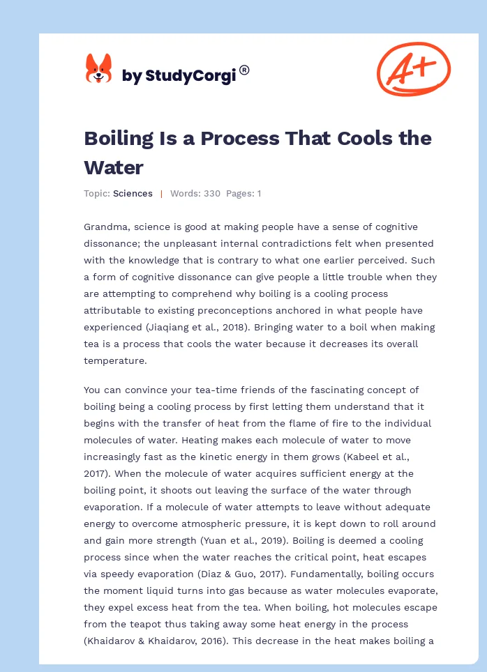 Boiling Is a Process That Cools the Water. Page 1